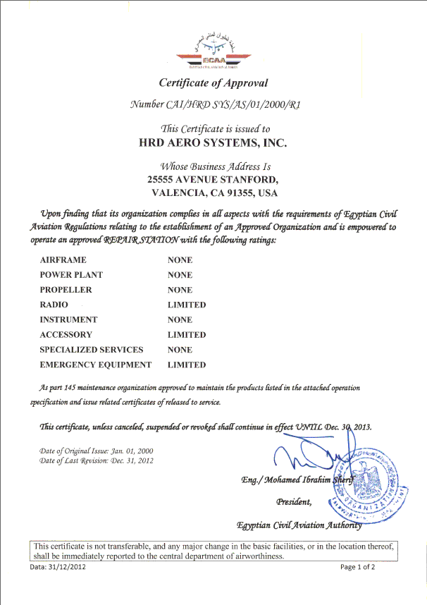 Approval-ECAA | HRD Aero Systems